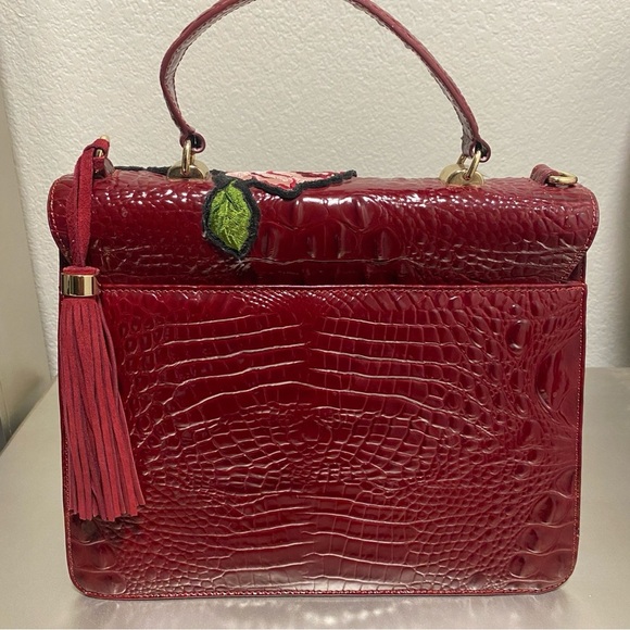 LIKE NEW Brahmin Gabriella - Chianti Rossini Croc Embossed & Rose Embroidery - Picture 5 of 16